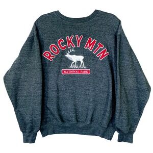 Rocky Mountain National Park Sweatshirt Gray Elk Graphic Pullover Crewneck